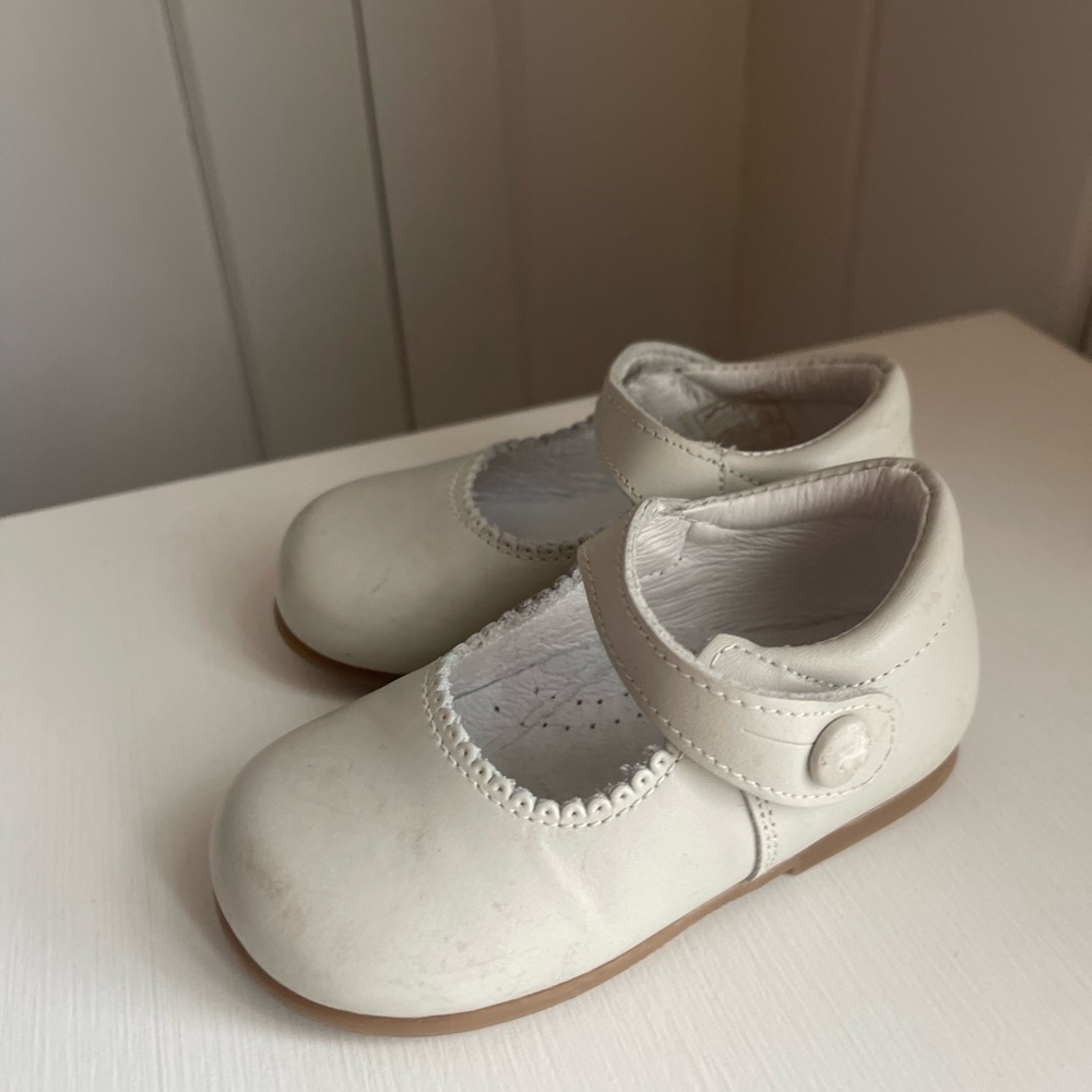 Girls Ivory Pepa London Mary Jane Dress Shoes with Button Strap